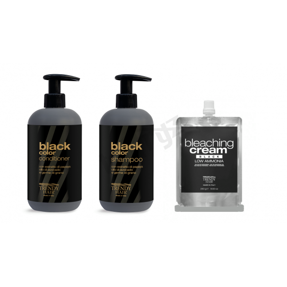 Trendy Hair Black Set ( Bleaching Cream Black , Shampoo, Conditioner)