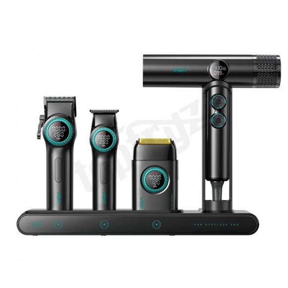 VGR Stepless PRO 4in1 Zestaw W Walizce Maszynka Trymer Suszarka Golarka