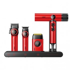 VGR Stepless PRO 4in1 Zestaw W Walizce Maszynka Trymer Suszarka Golarka