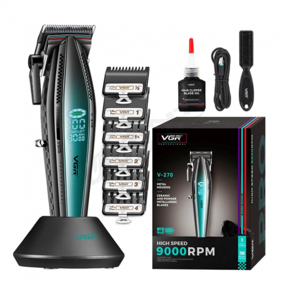 VGR V-270 Metal Housing Cord Hair Clipper blue