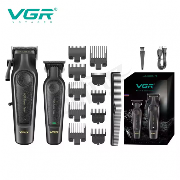 VGR V-197 Hair Clipper + V-995 Hair Trimmer Set Black