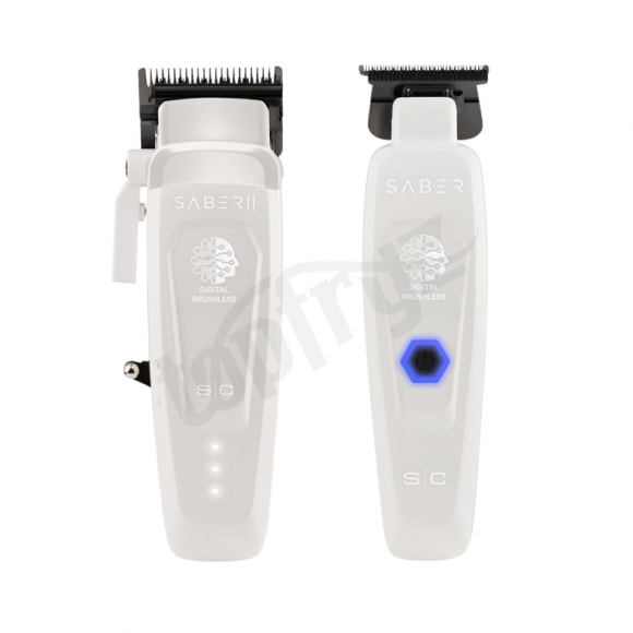 StyleCraft Saber 2.0 White Hair Clipper + Saber Trimmer Set