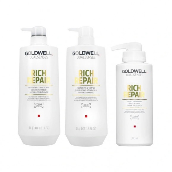 Zestaw Goldwell Rich Repair Shampoo 1000ml + Conditioner 1000ml + Treatment 500ml